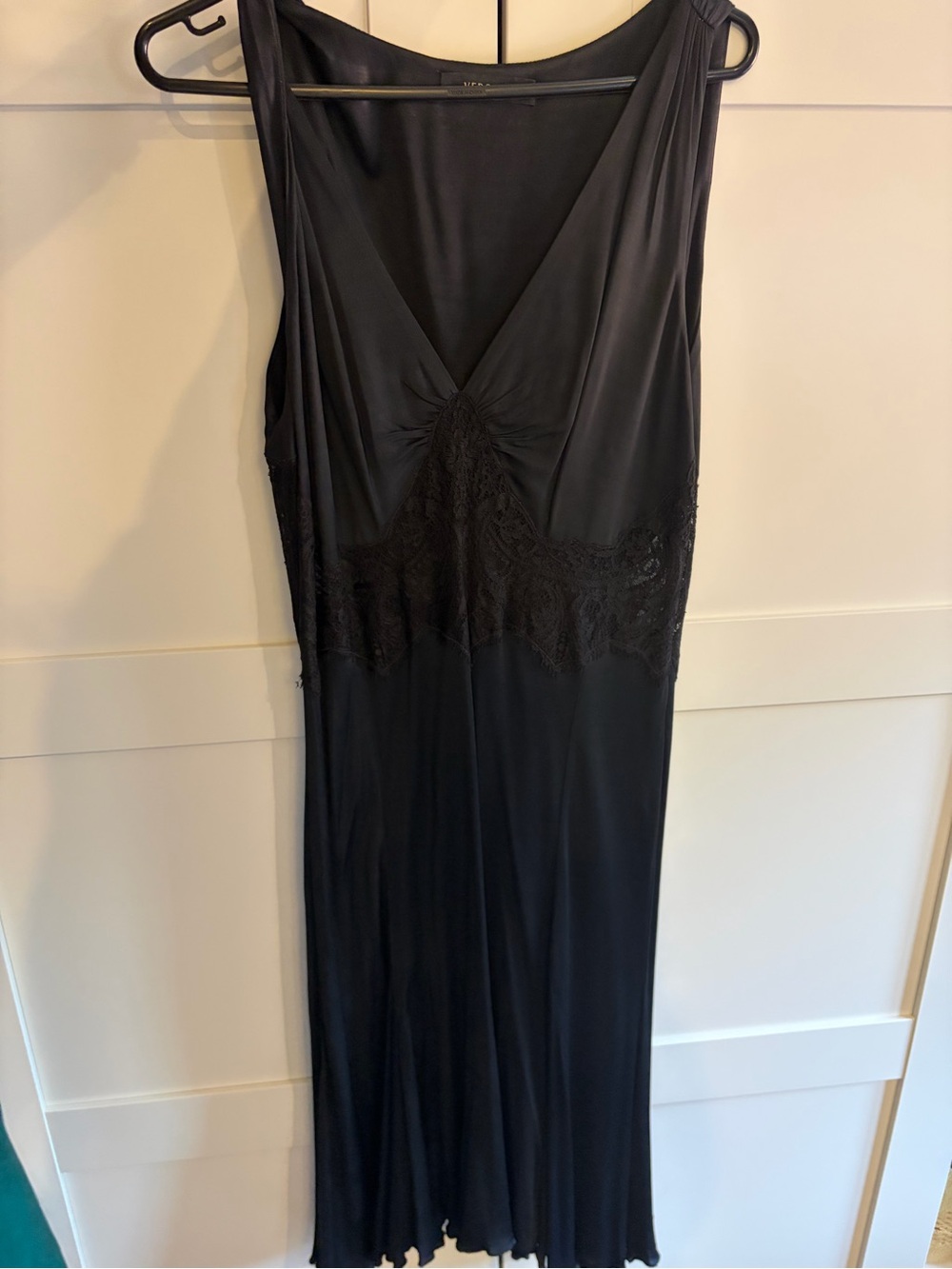 Versace - Black Lace-Trim Sleeveless Slip Dress